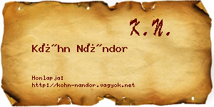 Kóhn Nándor névjegykártya